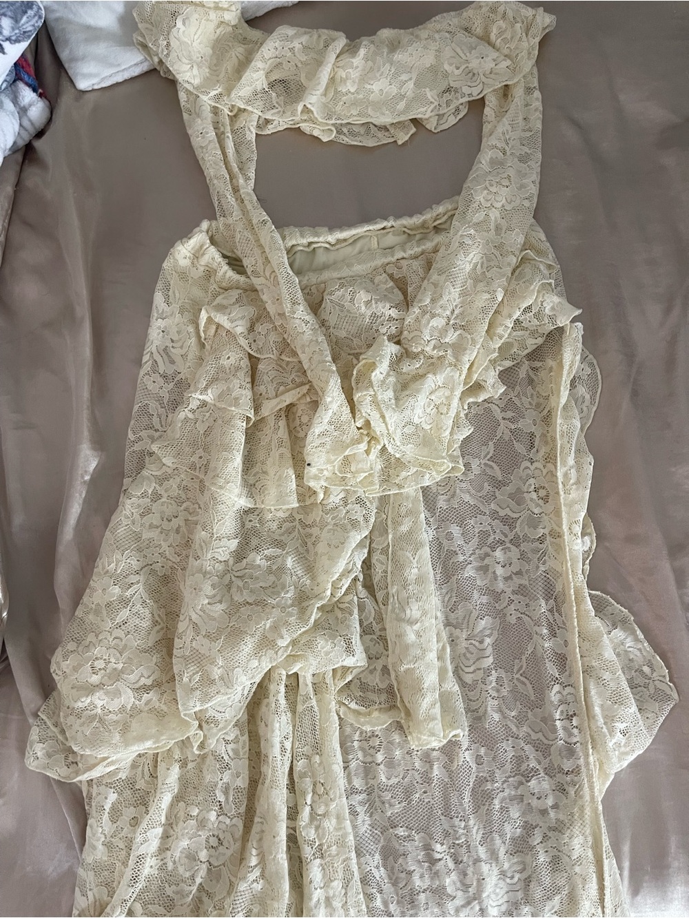 Ivory Lace Ruffled Dress